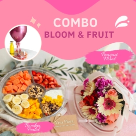 Combo bloom & fruit- Bandeja gourmet-ramillete mix floral🌸🥭